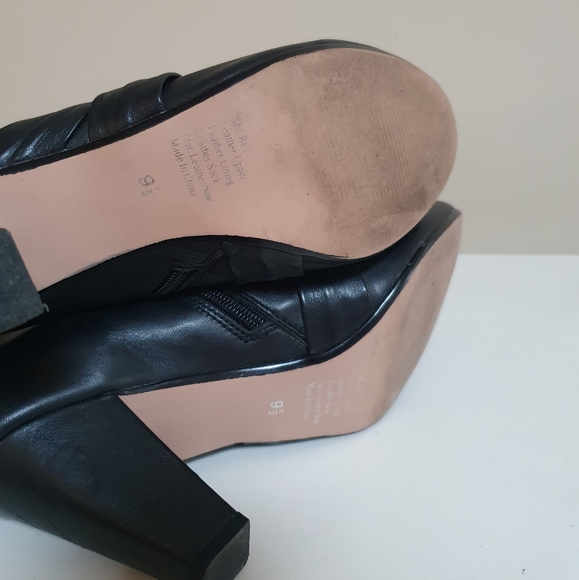 Black AIRFLEX secret leather womens Dress ankle Boots 9.5 B zip up 9cm heels - Picture 4 of 5